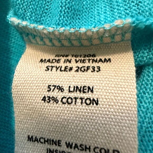 NEW Soft Surroundings Erin Tunic Top Teal Blue Linen Blend Ruffle Sleeve Top SzM - Picture 11 of 15